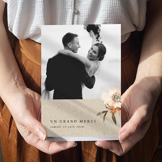 Carte remerciement mariage Bouquet Parfumé Kraft Après 4