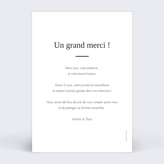 Carte remerciement mariage Belle Soirée Verso