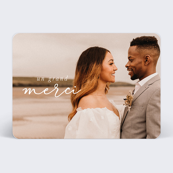 Carte remerciement mariage Typographie Bohème Recto