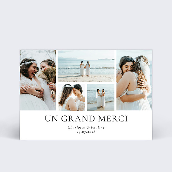 Carte remerciement mariage Multi Intemporel
