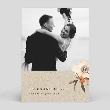 Carte remerciement mariage Bouquet Parfumé Kraft