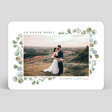 Carte remerciement mariage Cadre Eucalyptus