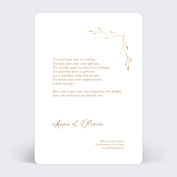 Remerciements mariage Cadre Fleuri