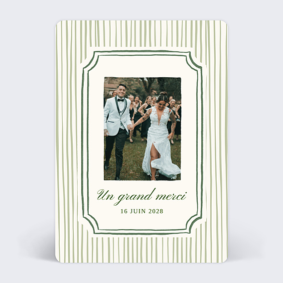 Carte remerciement mariage Rayures fines
