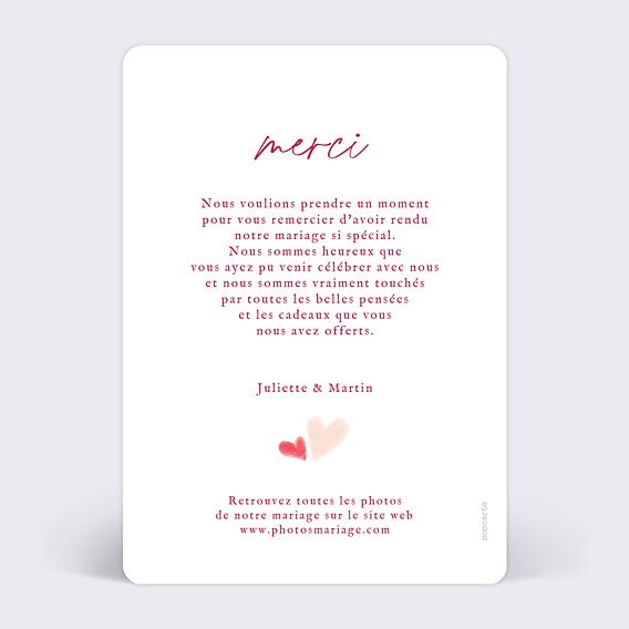 Remerciements mariage Mille mercis