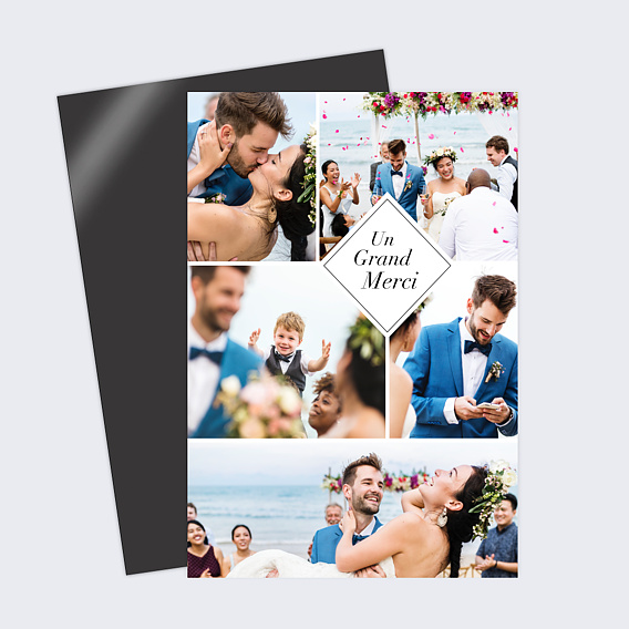 Carte remerciement mariage Losange Bohème