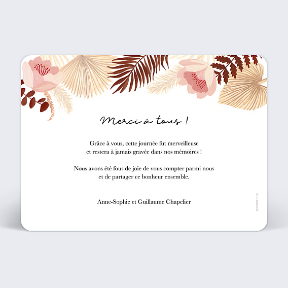 Remerciements mariage Printemps Bohème