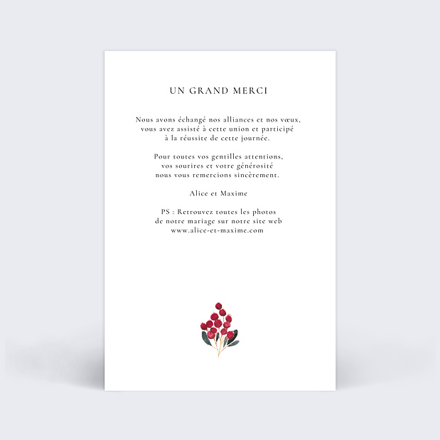 Remerciements Mariage Romantic Peonies Verso