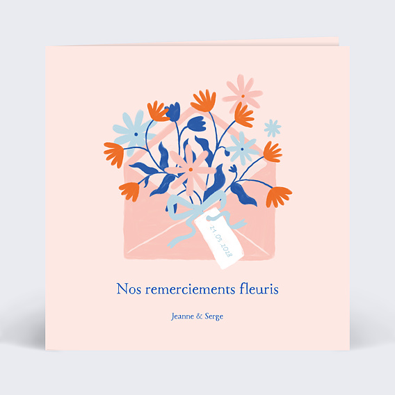 Carte remerciement mariage Enveloppe fleurie avec graines Recto