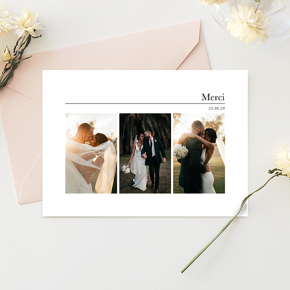 Carte remerciement mariage Linéal III Après 1