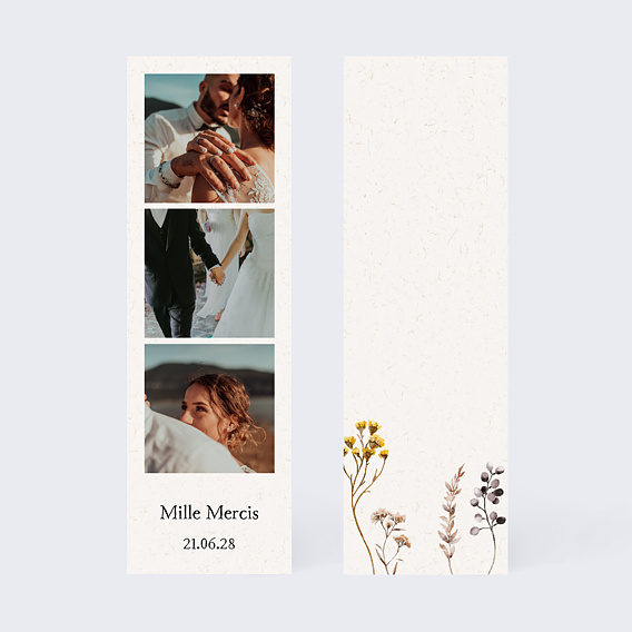 Carte remerciement mariage Bouquet Sauvage