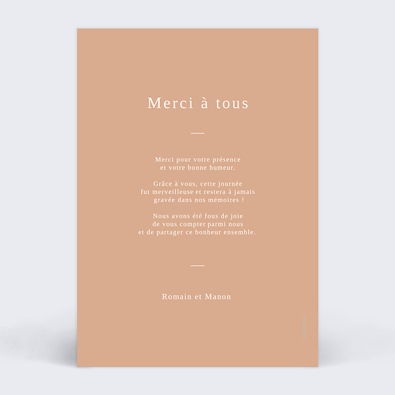 Carte remerciement mariage Berlingot Verso