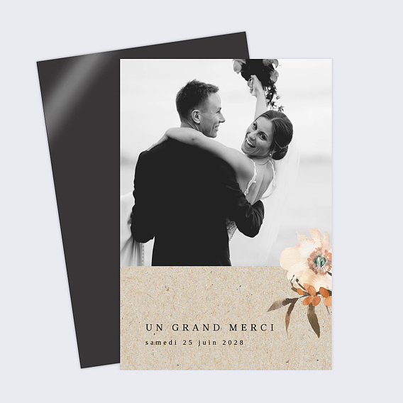 Carte remerciement mariage Bouquet Parfumé Kraft