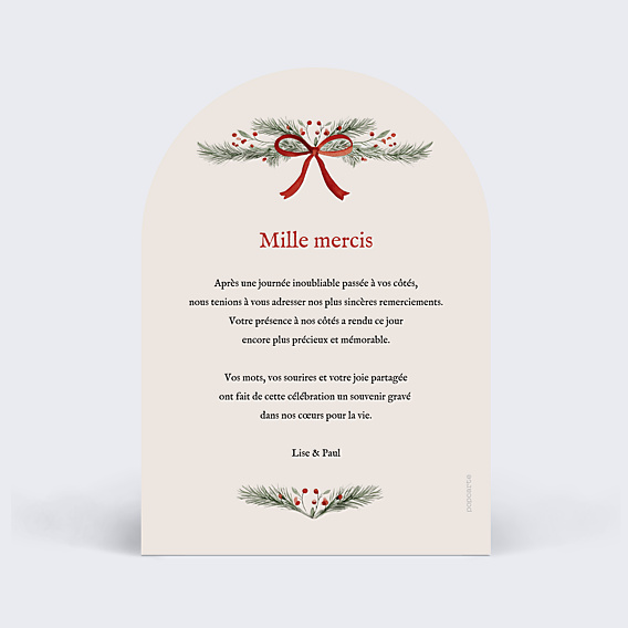 Remerciements mariage Arche guirlande