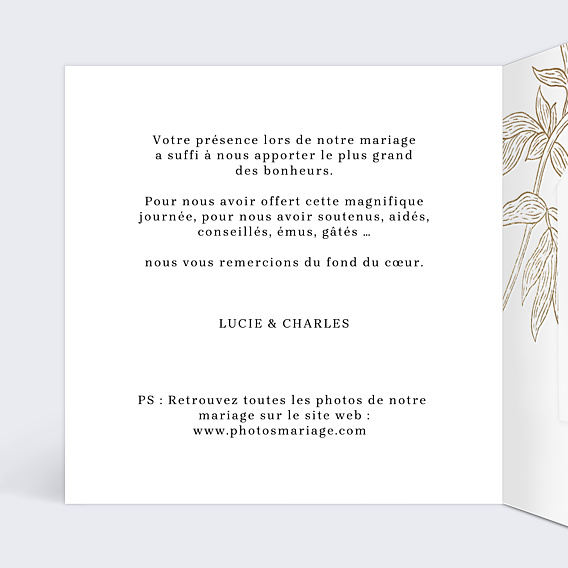 Remerciements mariage Merci fleuri avec graines