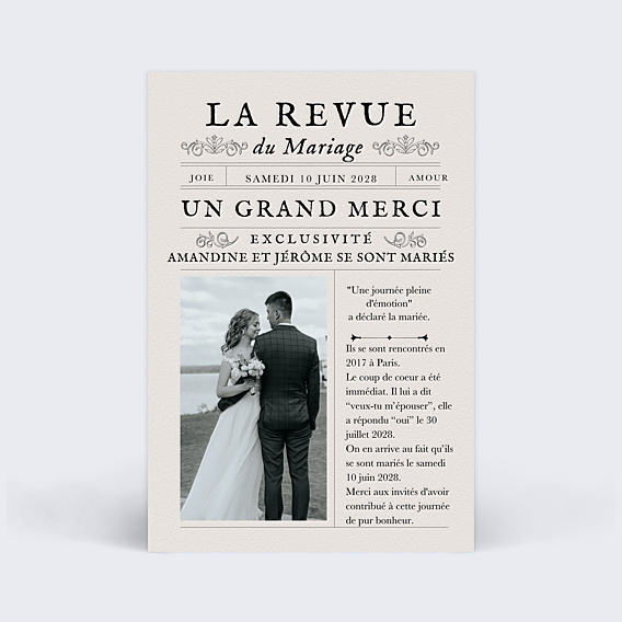 Remerciements mariage Journal