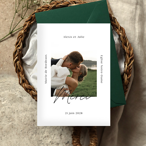 Carte remerciement mariage Certificat Graphique Après 4