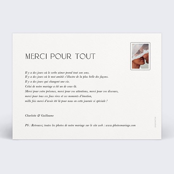 Remerciements mariage Journey