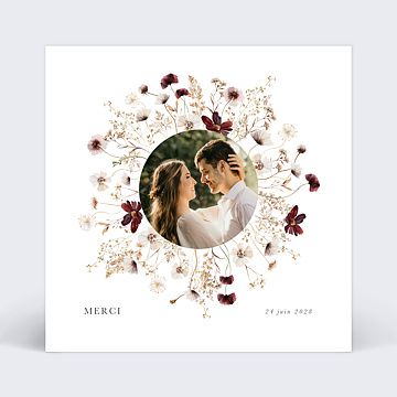 Carte remerciement mariage Jardin Sauvage