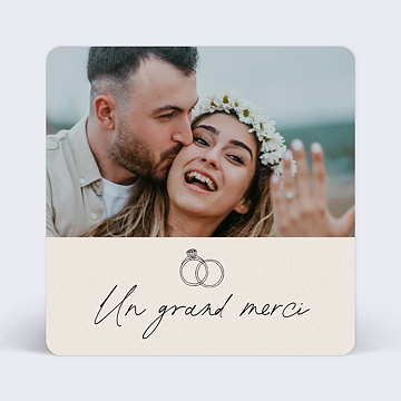 Carte remerciement mariage Jolies Alliances