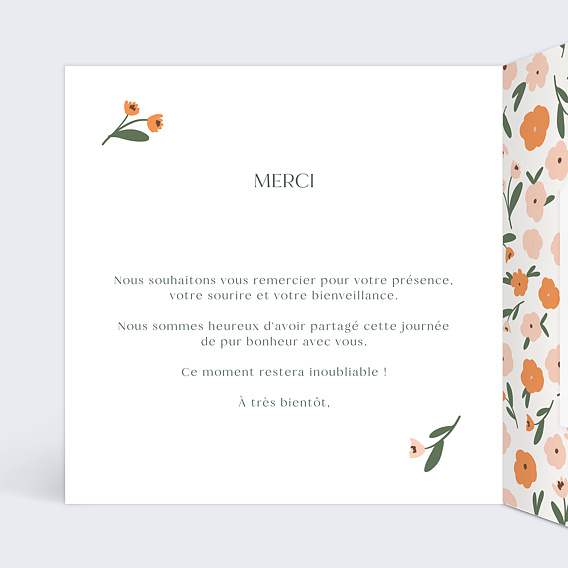 Carte remerciement mariage Graines à Planter Intérieur Gauche