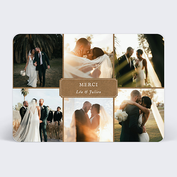 Remerciements mariage Etiquette Ajourée