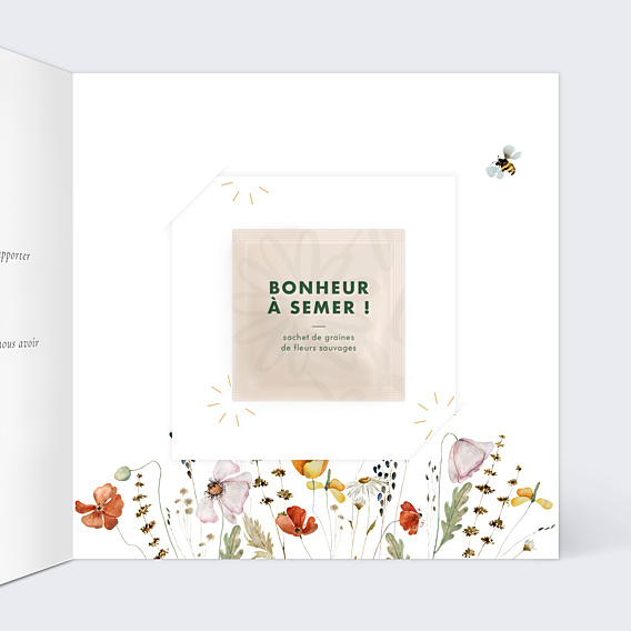 Remerciements mariage Fleurs des champs avec graines
