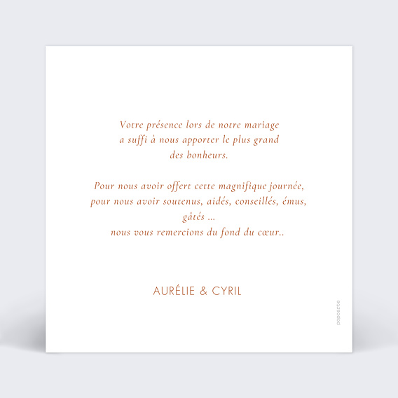 Carte remerciement mariage Bouquet Parfumé Simple Verso