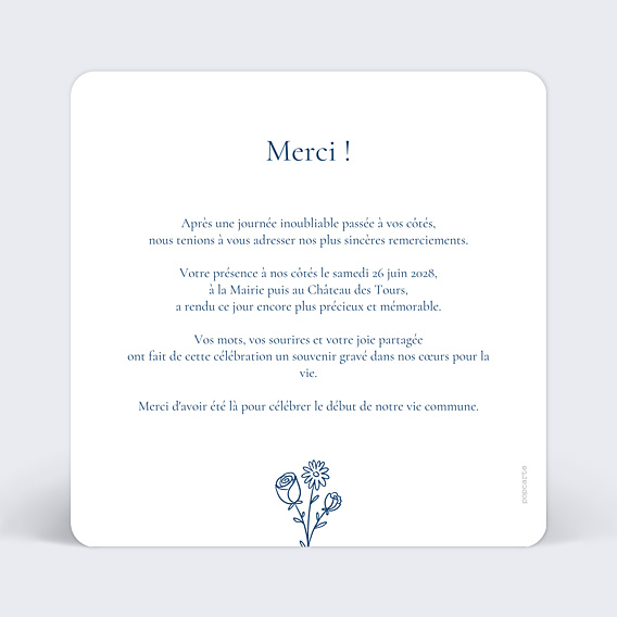 Remerciements mariage Memory