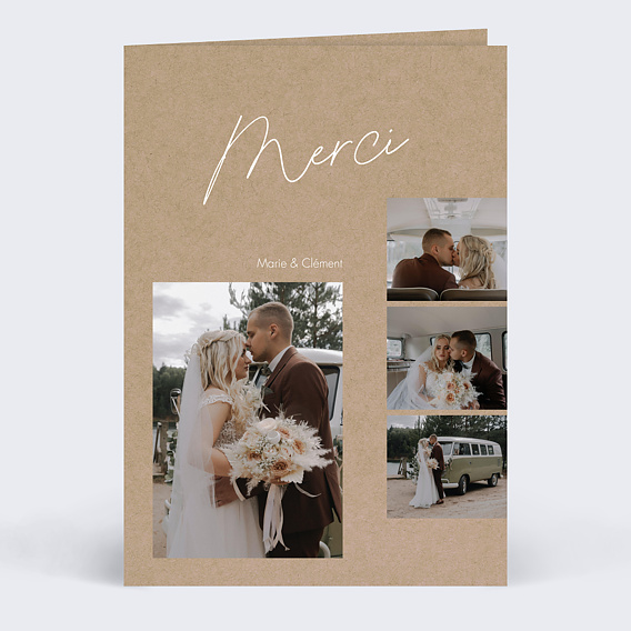 Remerciements mariage Parcemé Kraft