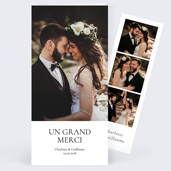 Carte remerciement mariage Élégance Intemporelle