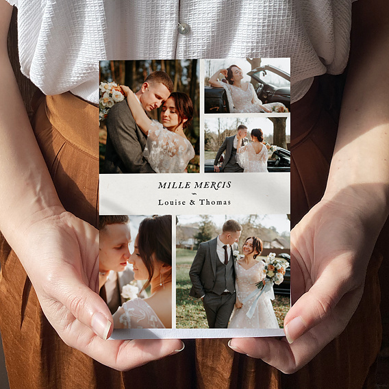 Carte remerciement mariage Douceur Chiné Portrait Après 4