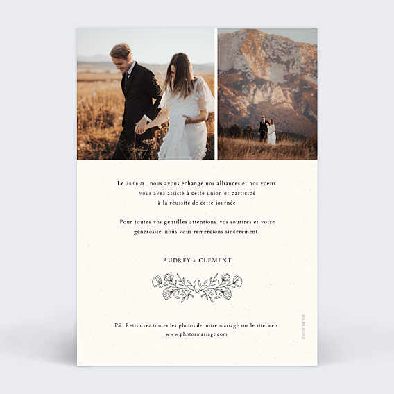 Remerciements mariage Gravure Bohème