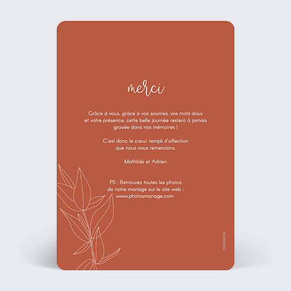 Remerciements mariage Terracotta Flowers