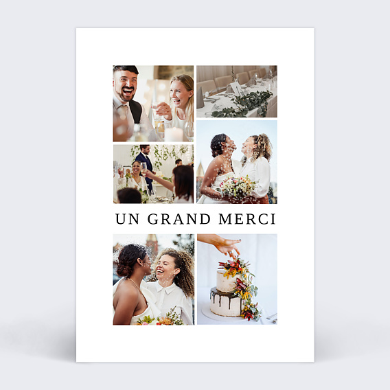 Carte remerciement mariage Bandeau Central Recto