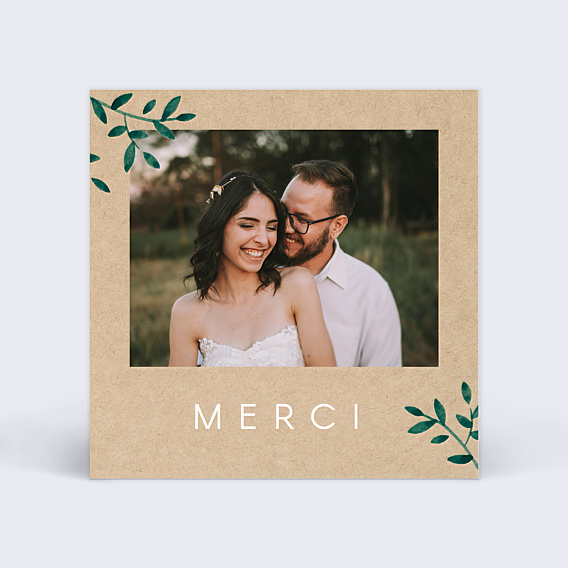 Remerciements mariage Feuilles kraft