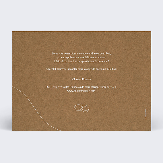 Remerciements mariage Célébration