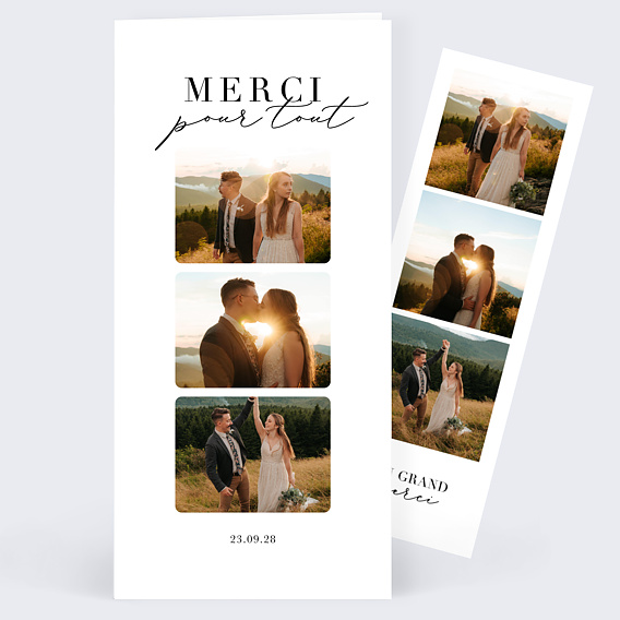 Carte remerciement mariage Grande Typo Merci