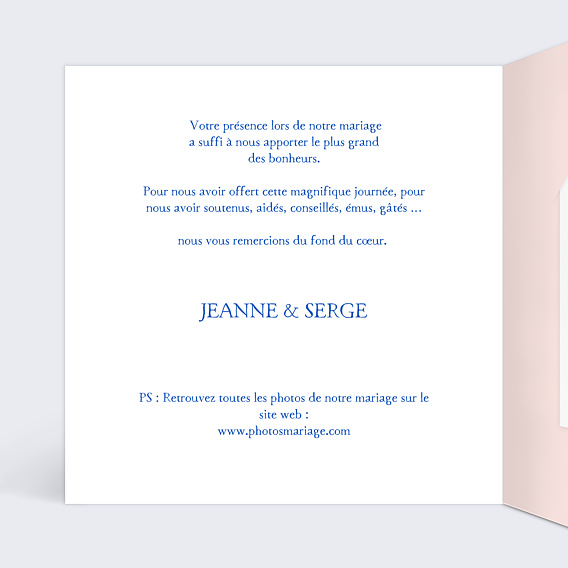 Carte remerciement mariage Enveloppe fleurie avec graines Intérieur Gauche