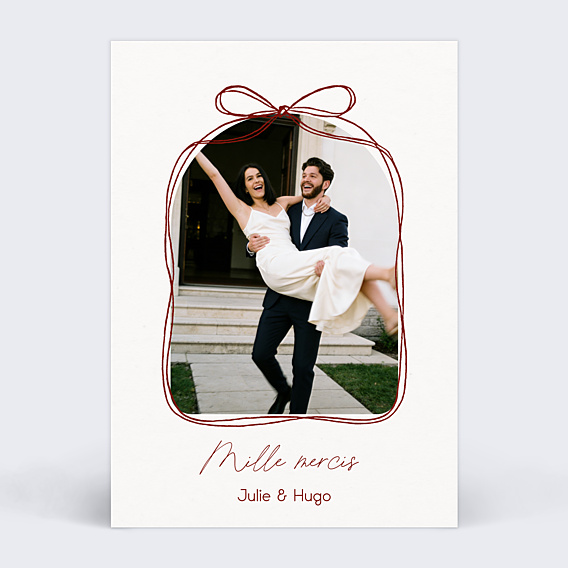 Carte remerciement mariage Cadre noué