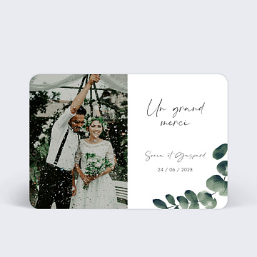 Carte remerciement mariage Branche d’Eucalyptus