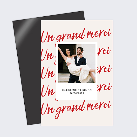 Carte remerciement mariage Red Notes