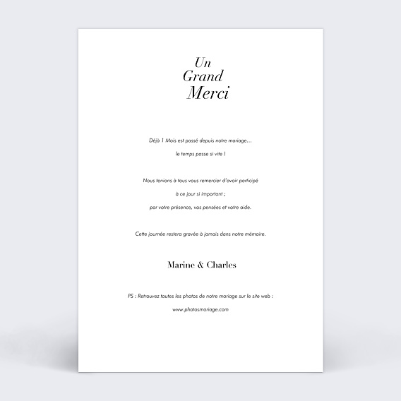 Carte remerciement mariage Losange Bohème Verso