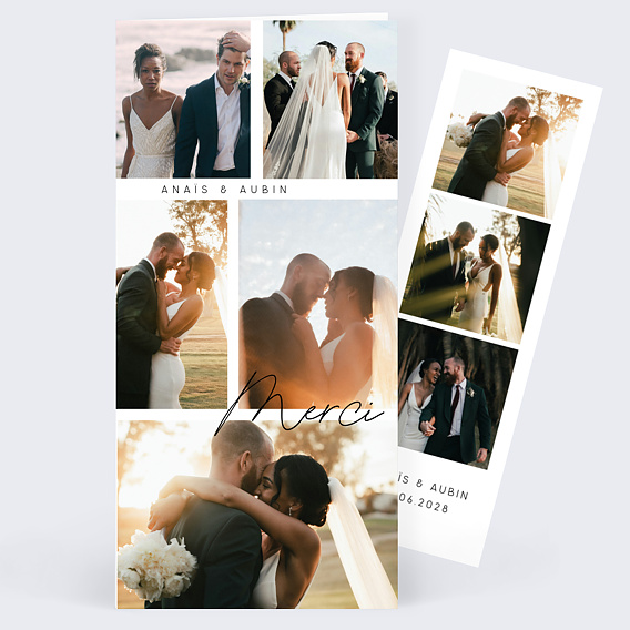 Carte remerciement mariage Beau Pêle-mêle