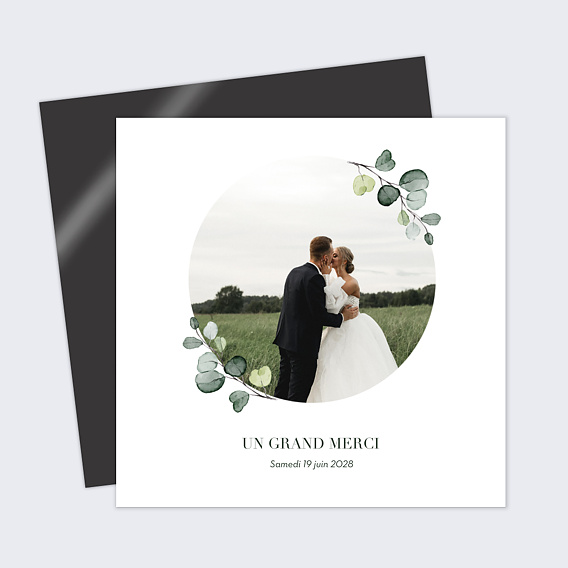 Carte remerciement mariage Petite Couronne Eucalyptus