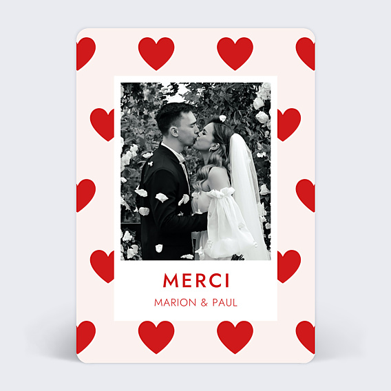 Remerciements mariage 1001 Cœurs