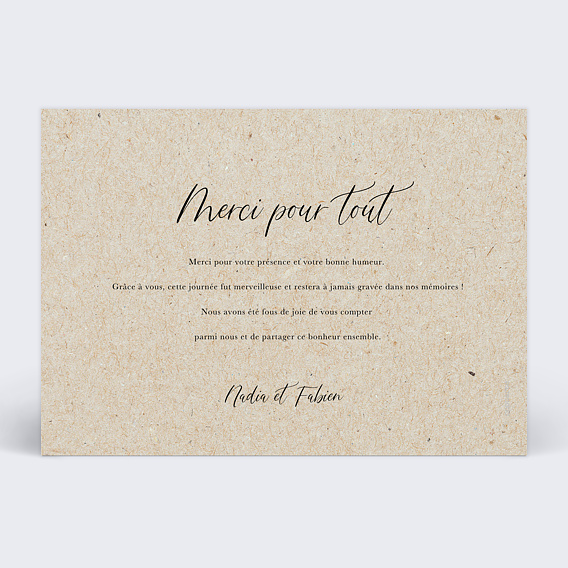 Carte remerciement mariage Voyage Vintage Verso