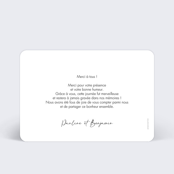 Carte remerciement mariage Wild Flowers sans photo Verso