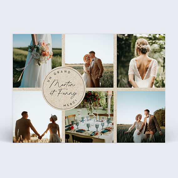 Remerciements mariage Pastille Kraft