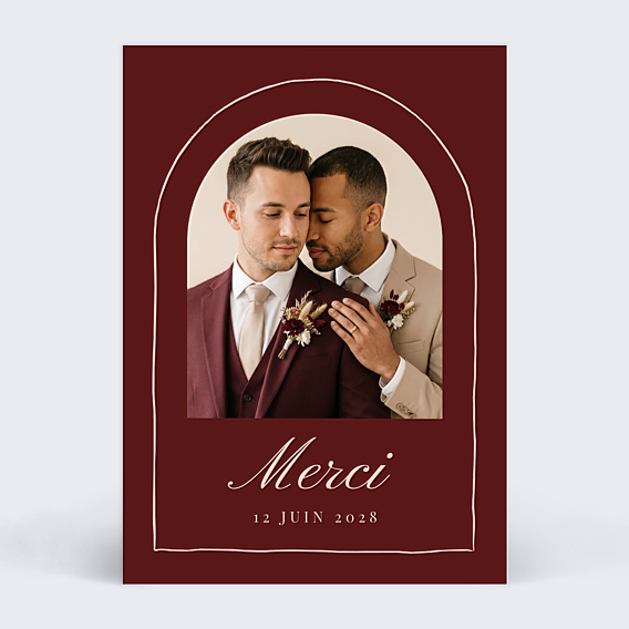 Carte remerciement mariage Passion éternelle